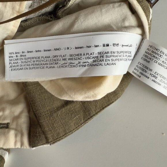 MASSIMO DUTTI Palm Tree Print Olive Green Cream Maximalist Boho Resort Shorts 6 - Picture 8 of 10